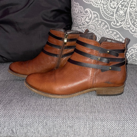 Franco Sarto Brown Leather Booties - Picture 1 of 5